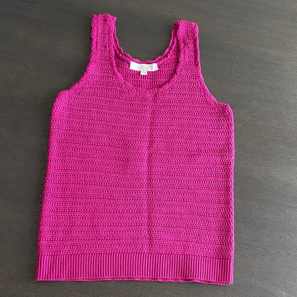 LOFT Fuchsia Knit Tank Top